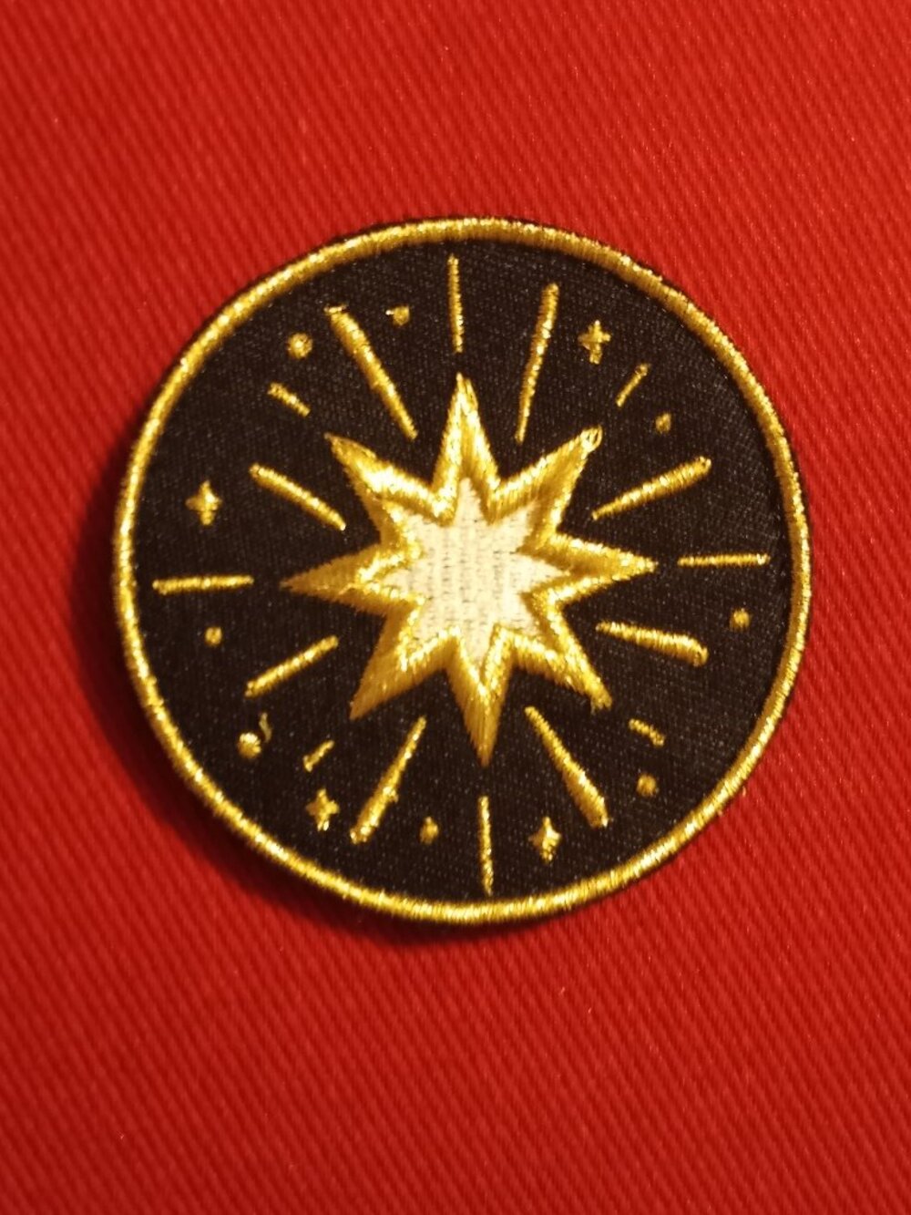 Eight-pointed star hook and loop patch